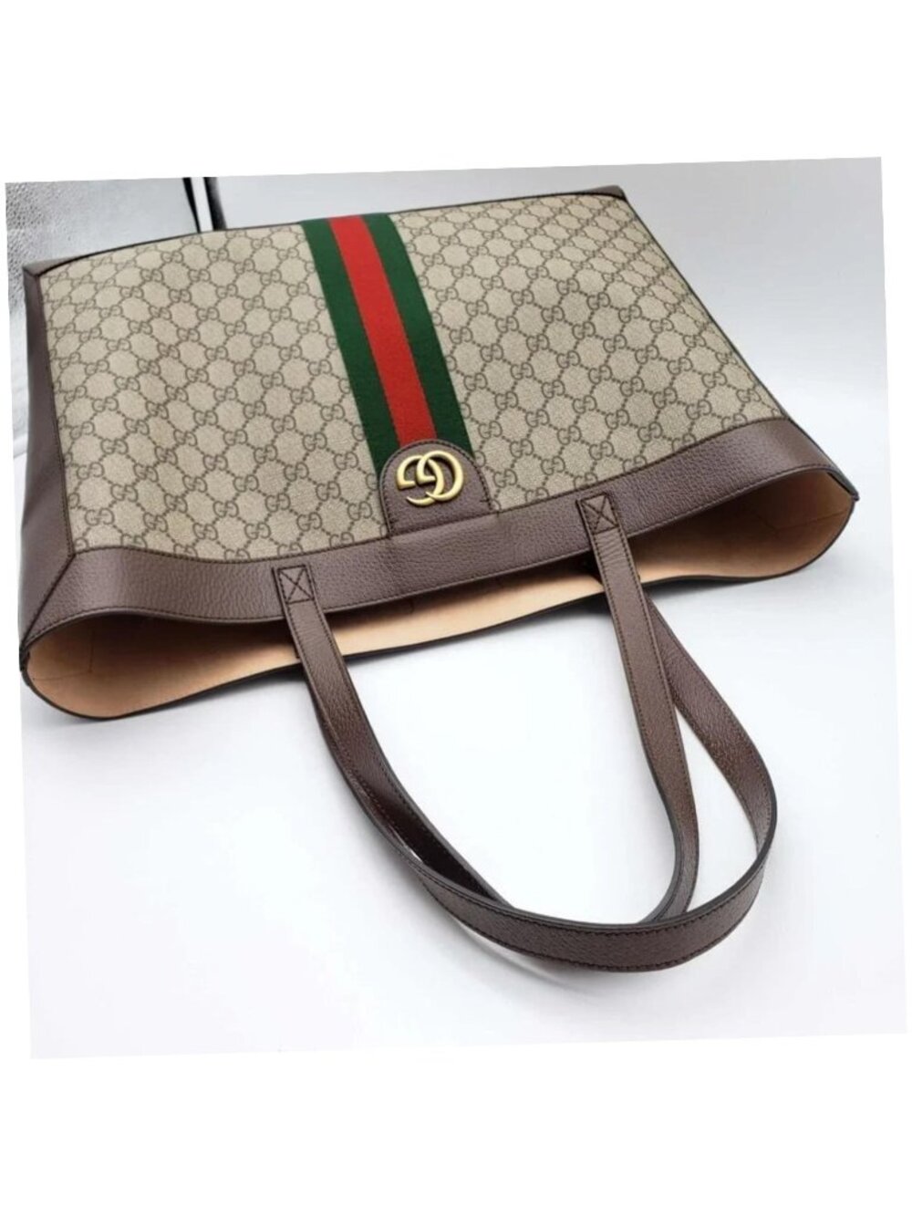 Authentic Gucci Ophidia GG Supreme Canvas Large Tote Bag Web Stripe Shoulder Bag - Picture 7 of 15